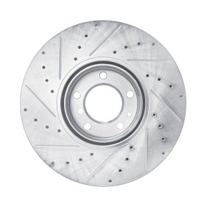 BMW 530I Brake Rotor (1) - Front Right - R1 Concepts - Drilled & Slotted - Silver - `00-`03